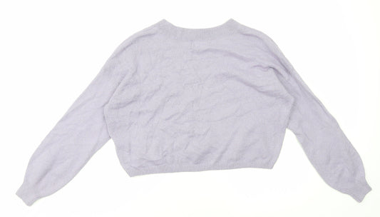 Hollister Womens Purple Square Neck Cotton Pullover Jumper Size S