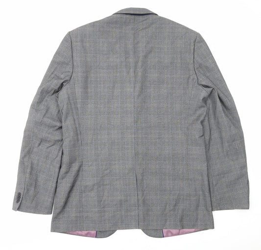 Taylor & Wright Mens Grey Plaid Polyester Jacket Blazer Size L