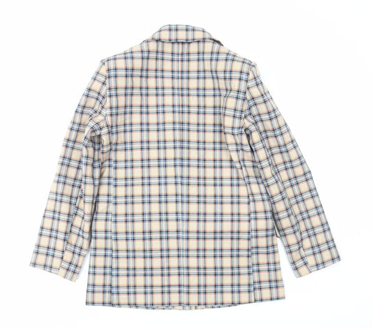 ASOS Womens Beige Plaid Jacket Size 8 Button