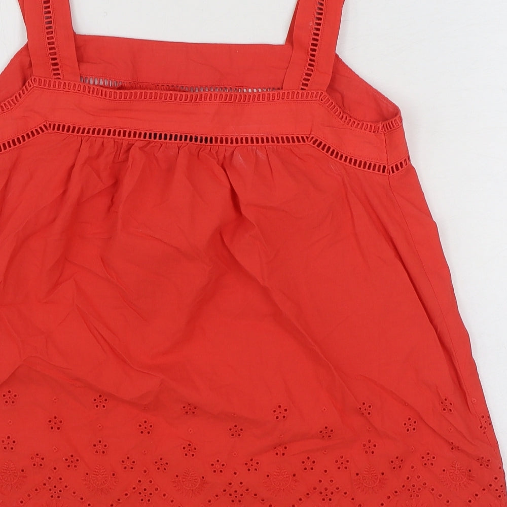 Marks and Spencer Womens Red 100% Cotton Basic Tank Size 6 Square Neck