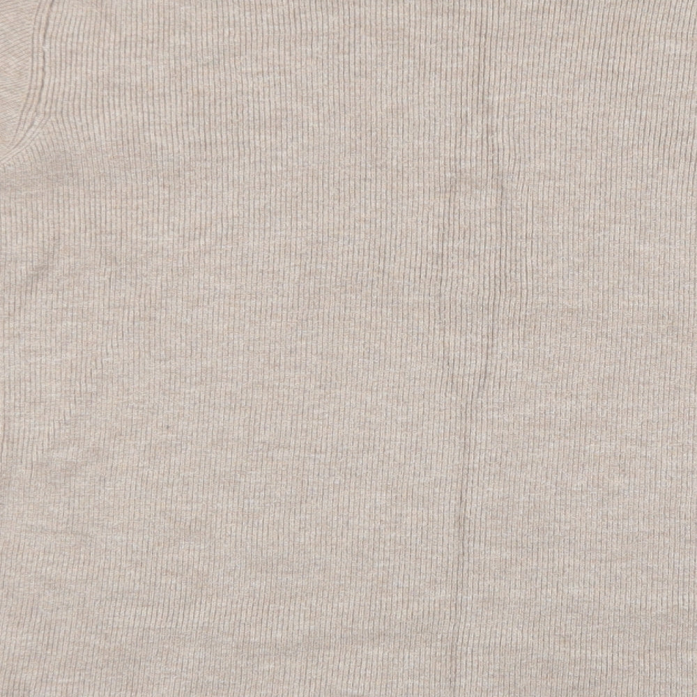 Marks and Spencer Womens Beige High Neck Viscose Pullover Jumper Size XL