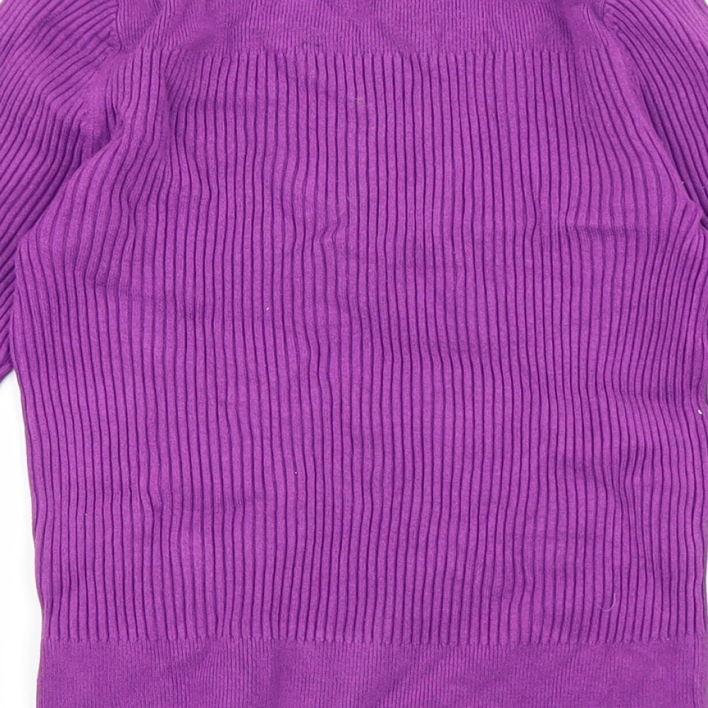 Marks and Spencer Womens Purple Round Neck Viscose Pullover Jumper Size 8