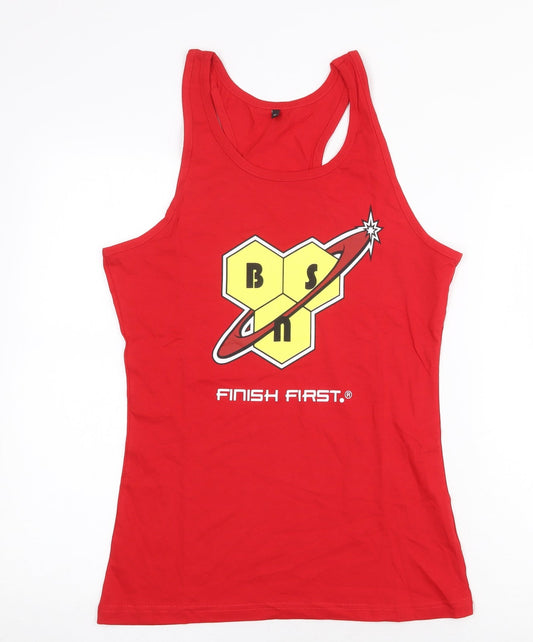 Finish First Womens Red 100% Cotton Basic Tank Size XL Scoop Neck Pullover