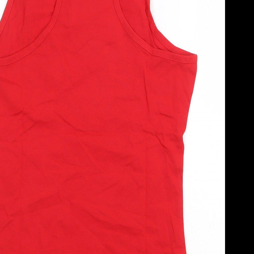 Finish First Womens Red 100% Cotton Basic Tank Size XL Scoop Neck Pullover