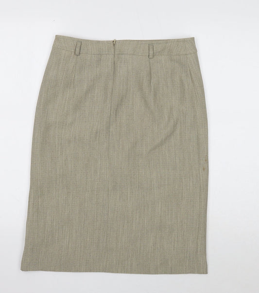 Bianca Womens Beige Acetate Straight & Pencil Skirt Size 10 Zip