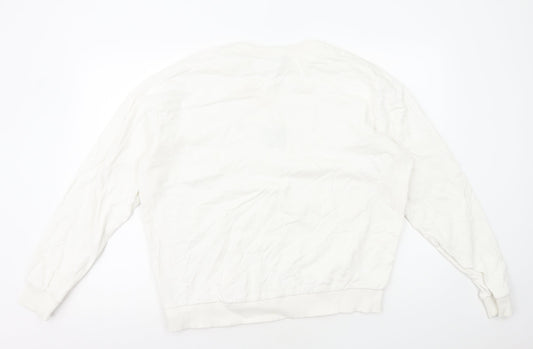 Topshop Womens White Cotton Pullover Sweatshirt Size M Pullover - Le Papillon