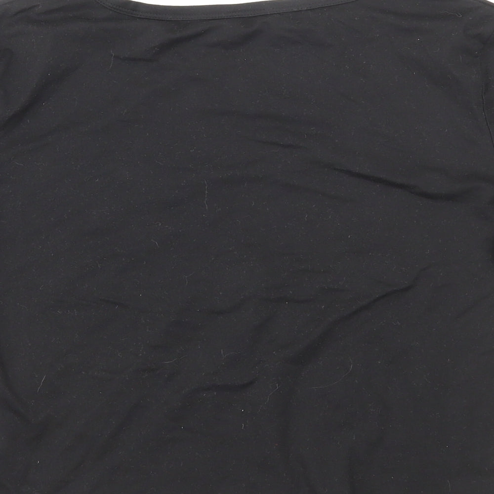 Preworn Girls Black Polyester Basic T-Shirt Size S Round Neck Pullover - Cat