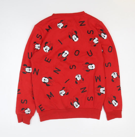 Disney Womens Red Geometric Polyester Pullover Sweatshirt Size 2XS Pullover - Minnie Mouse