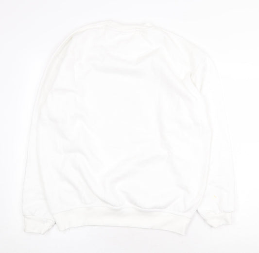 In the Style Womens White Cotton Pullover Sweatshirt Size 10 Pullover - Christmas Holly