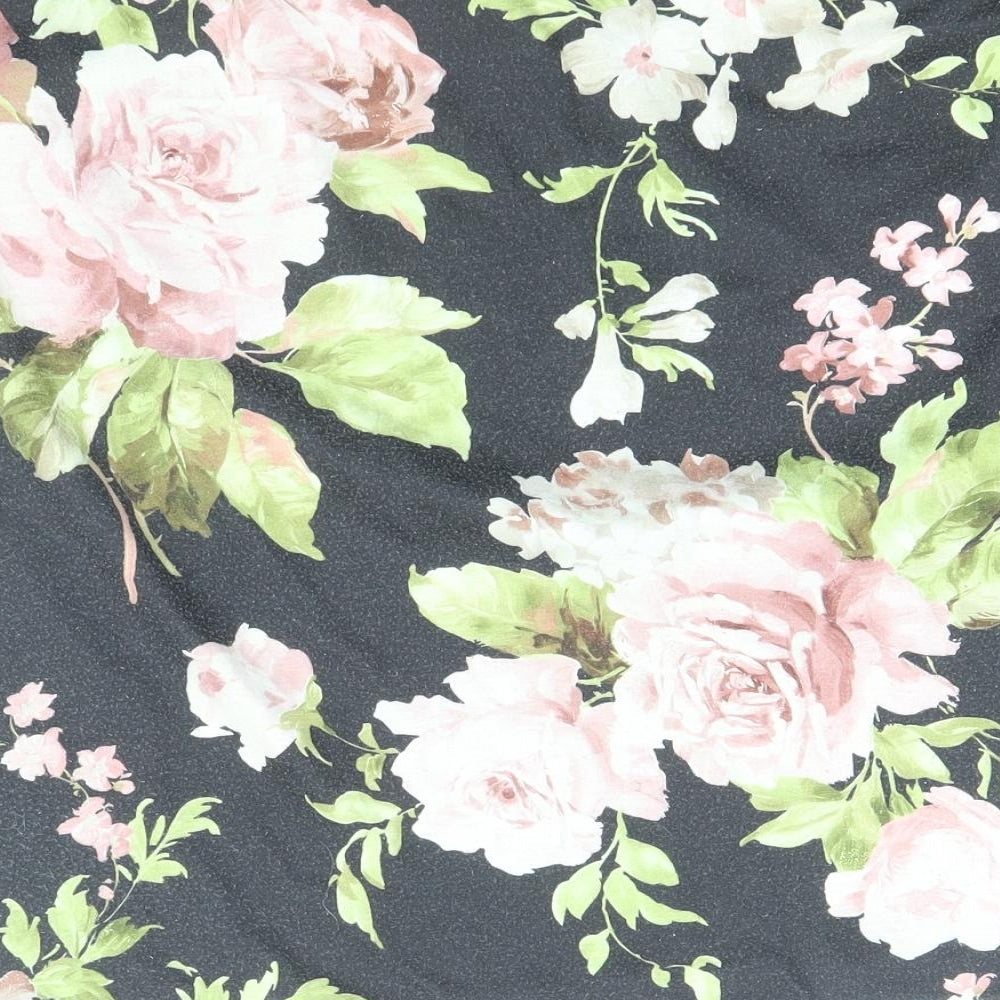 Oasis Womens Black Floral Polyester Bandage Skirt Size L