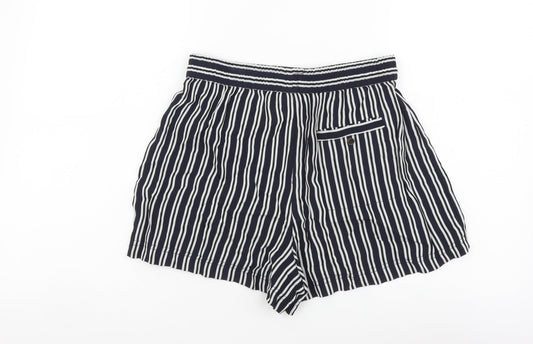 Urban Womens Blue Striped Polyester Paperbag Shorts Size S L3 in Regular