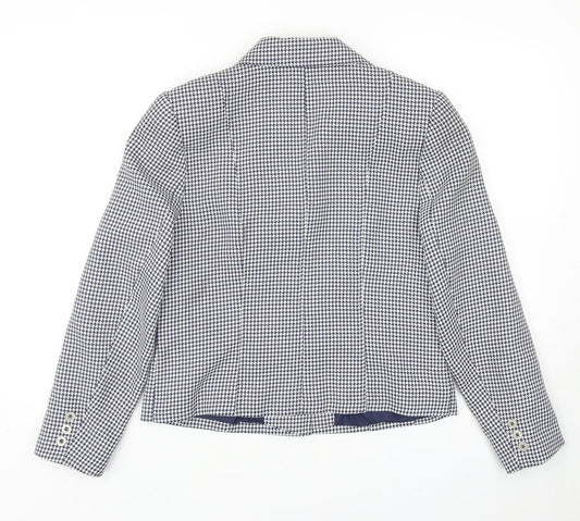Pippa Dee Womens Blue Houndstooth Nylon Jacket Suit Jacket Size 12