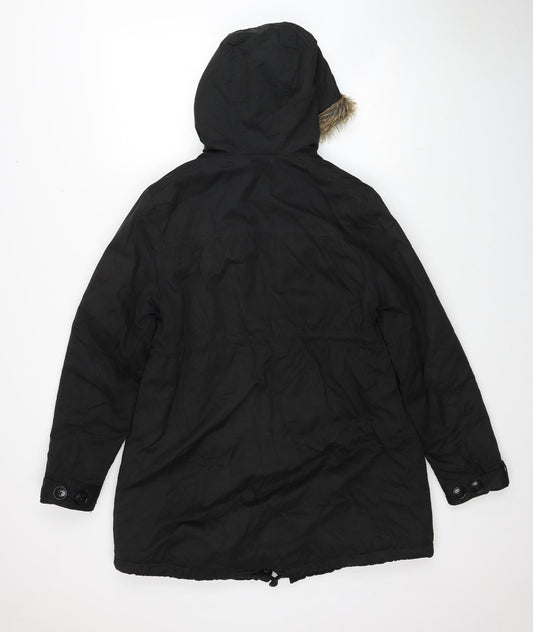 Colline Womens Black Parka Coat Size 10 Zip