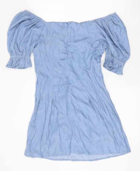 SkyLar Rose Womens Blue Cotton A-Line Size M Sweetheart Zip