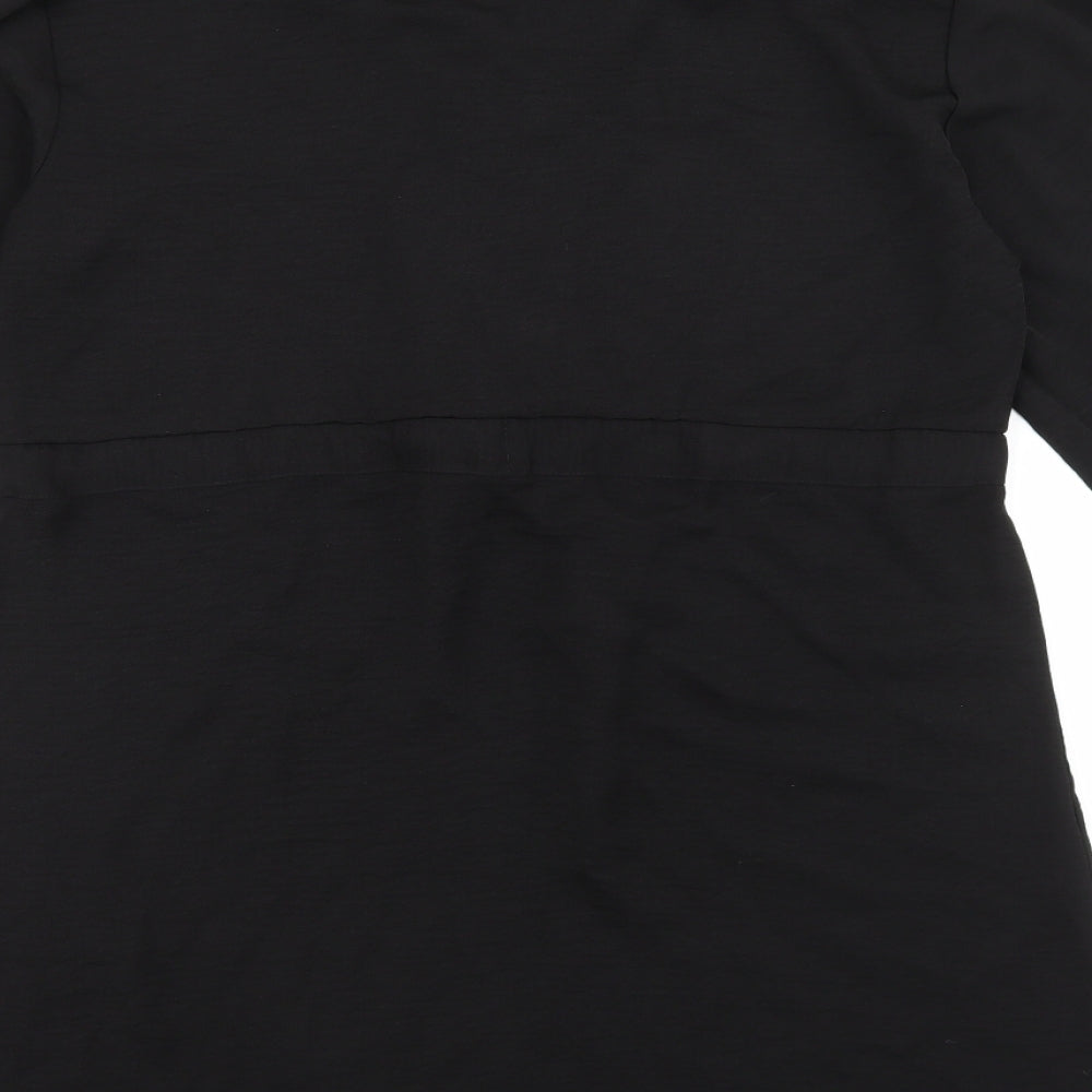Primark Womens Black Polyester Pencil Dress Size 12 V-Neck Button