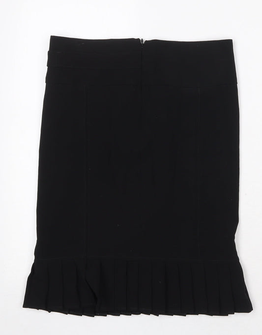 Preworn Womens Black Polyester Trumpet Skirt Size 8 Zip