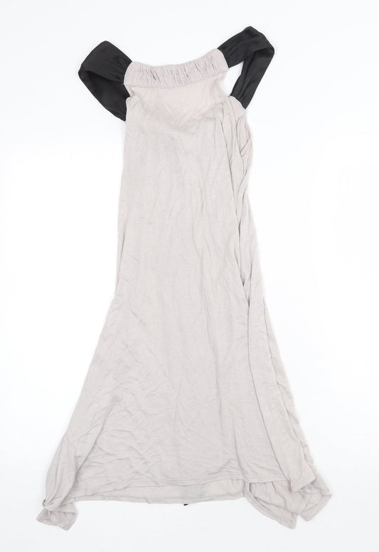 Mise Womens Grey Polyester Trapeze & Swing Size 8 Scoop Neck Pullover