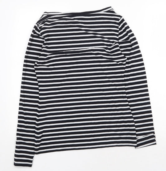ASOS Womens Blue Striped Polyester Basic Blouse Size 8 Boat Neck