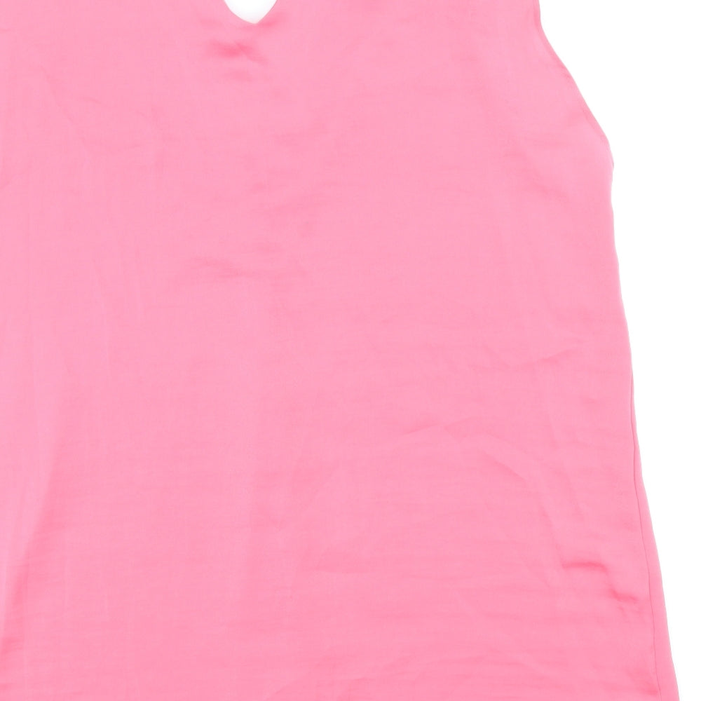 Marks and Spencer Womens Pink Polyester Basic Tank Size 14 V-Neck