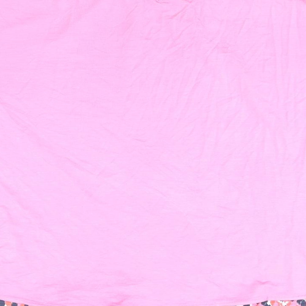 Marks and Spencer Womens Pink Geometric Polyester Basic Blouse Size 6 Round Neck