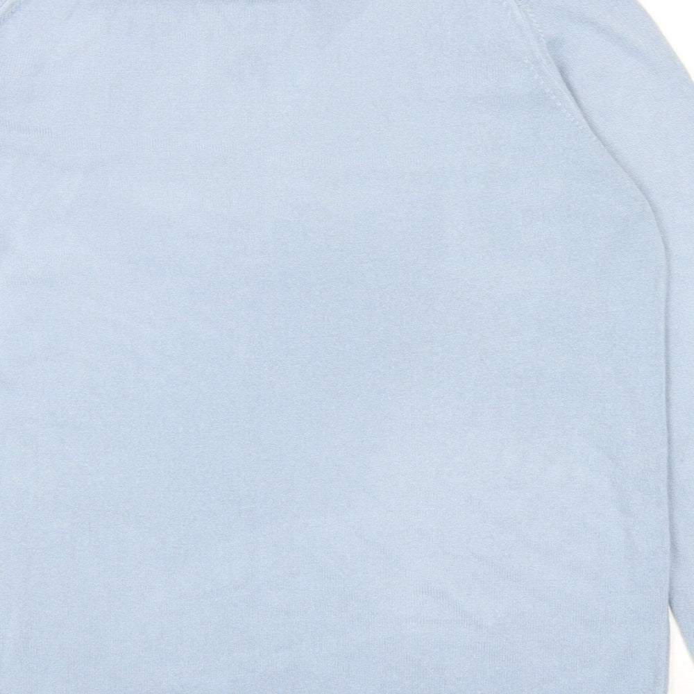 Marks and Spencer Womens Blue Mock Neck Acrylic Pullover Jumper Size 14