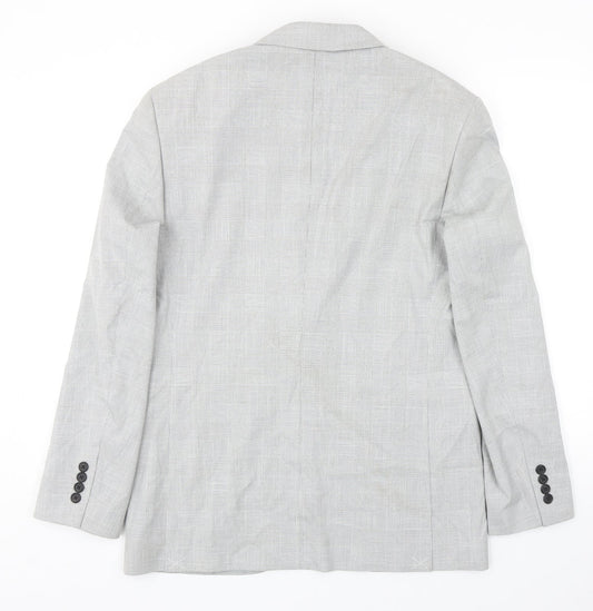 Marks and Spencer Mens Grey Plaid Polyester Jacket Blazer Size 40