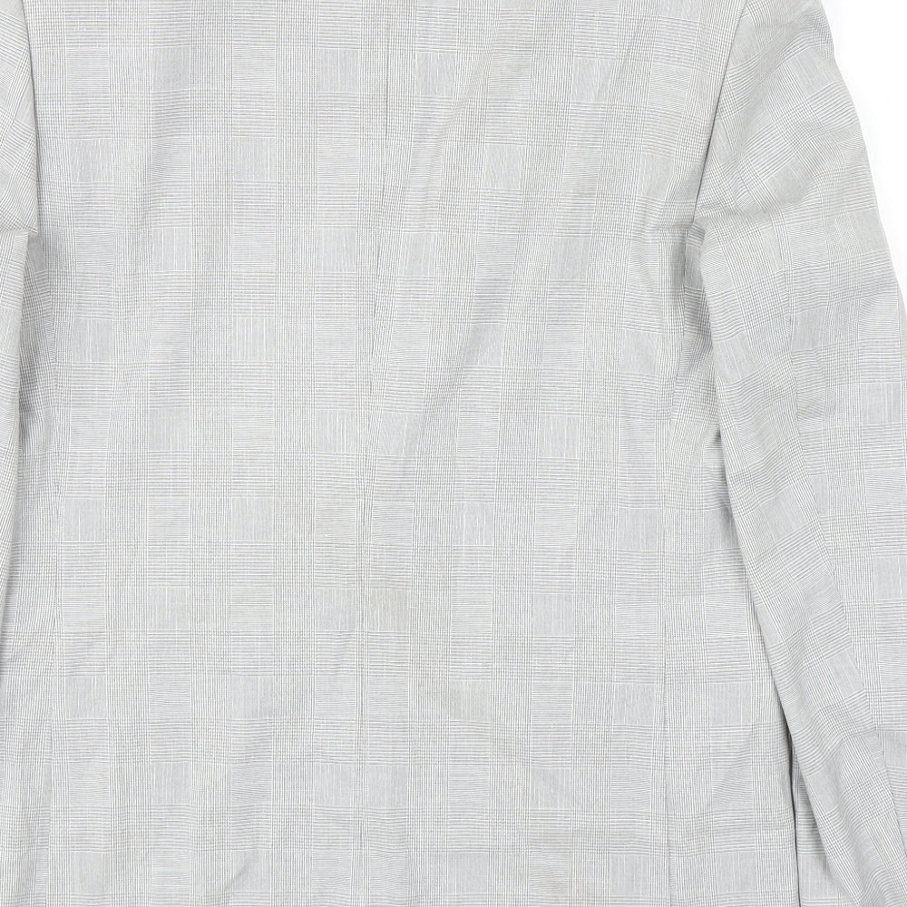 Marks and Spencer Mens Grey Plaid Polyester Jacket Blazer Size 40