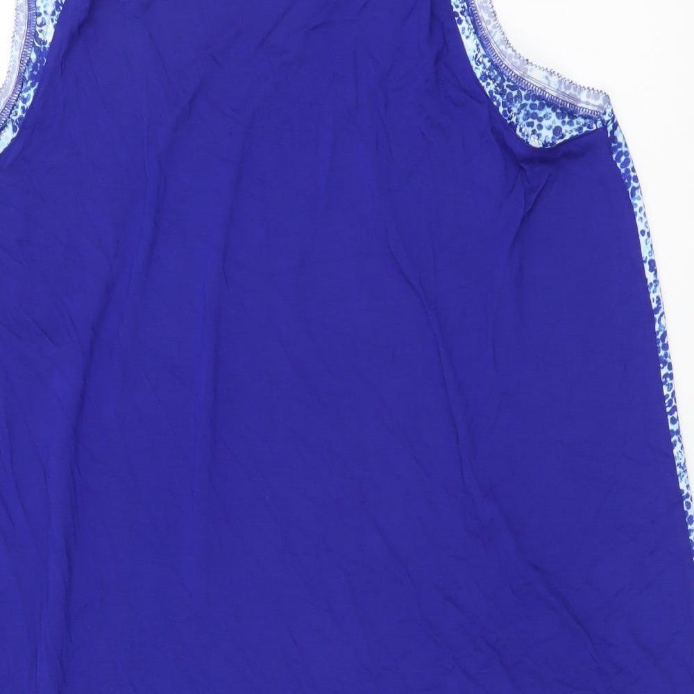 Marks and Spencer Womens Blue Geometric Polyester Basic Tank Size 10 Scoop Neck