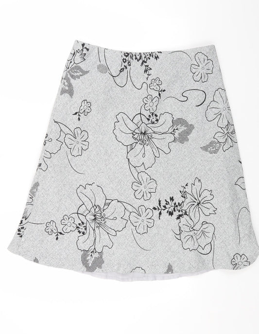 BM Womens Grey Geometric Polyester A-Line Skirt Size 16