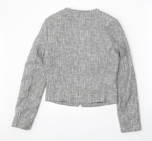 Camaieu Womens Grey Plaid Jacket Size 6 Zip