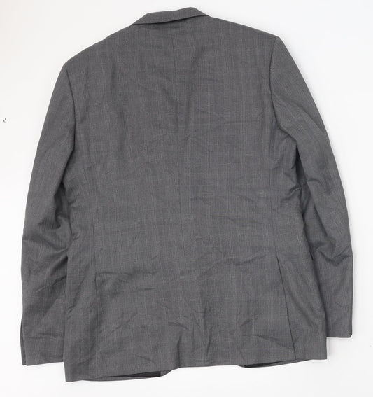 Burton Mens Grey Plaid Polyester Jacket Blazer Size 42