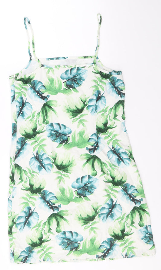 Jack Wills Womens White Geometric Linen Mini Size 8 Square Neck Zip