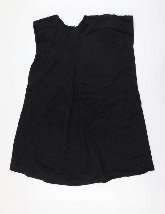 Zara Womens Black Polyester Shift Size XS Round Neck Zip