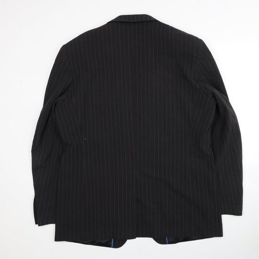 Butler & Webb Mens Black Striped Polyester Jacket Blazer Size 44
