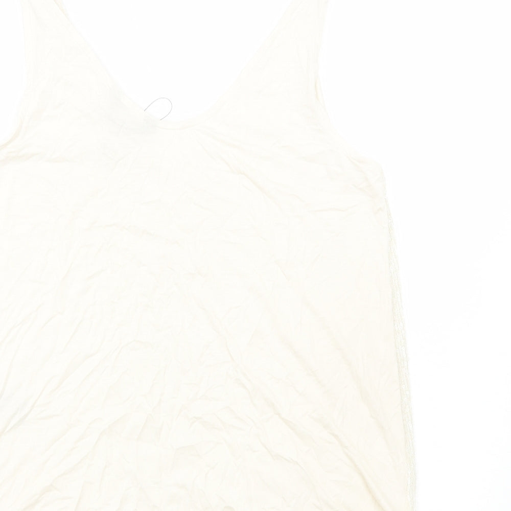 Marks and Spencer Womens Ivory Polyester Basic Tank Size 12 V-Neck