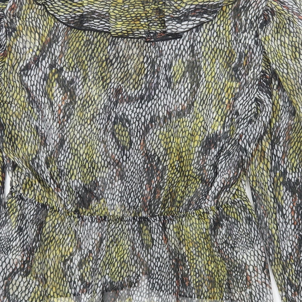 River Island Womens Grey Geometric Polyester Basic Blouse Size 12 V-Neck