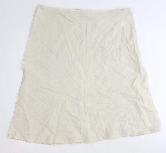 Concetti Womens Beige Linen A-Line Skirt Size 24 Tie