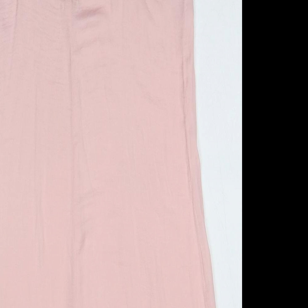 Hollister Womens Pink Polyester Slip Dress Size L Round Neck Pullover - Lace Trim