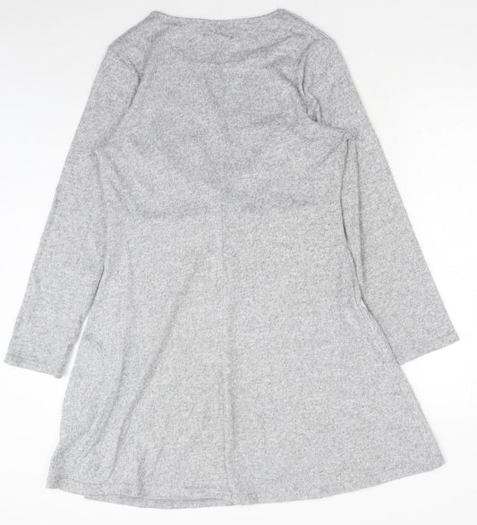 Jane Austin Womens Grey Polyester Skater Dress Size 16 Boat Neck Pullover - Twist Detail
