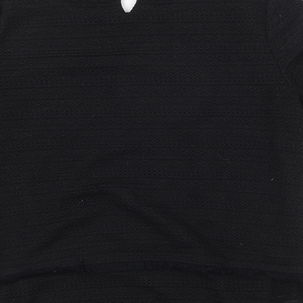 Marks and Spencer Womens Black Polyester Basic T-Shirt Size 12 Round Neck