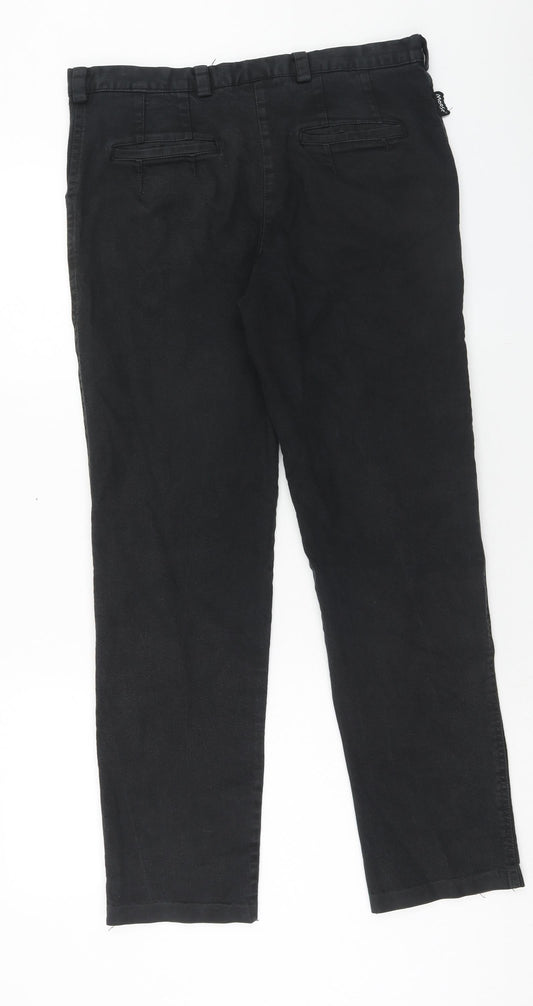 Moose Womens Black Cotton Dress Pants Trousers Size 14 Regular Button