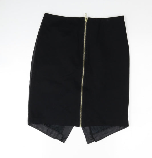 BiBA Womens Black Polyester A-Line Skirt Size 8 Zip