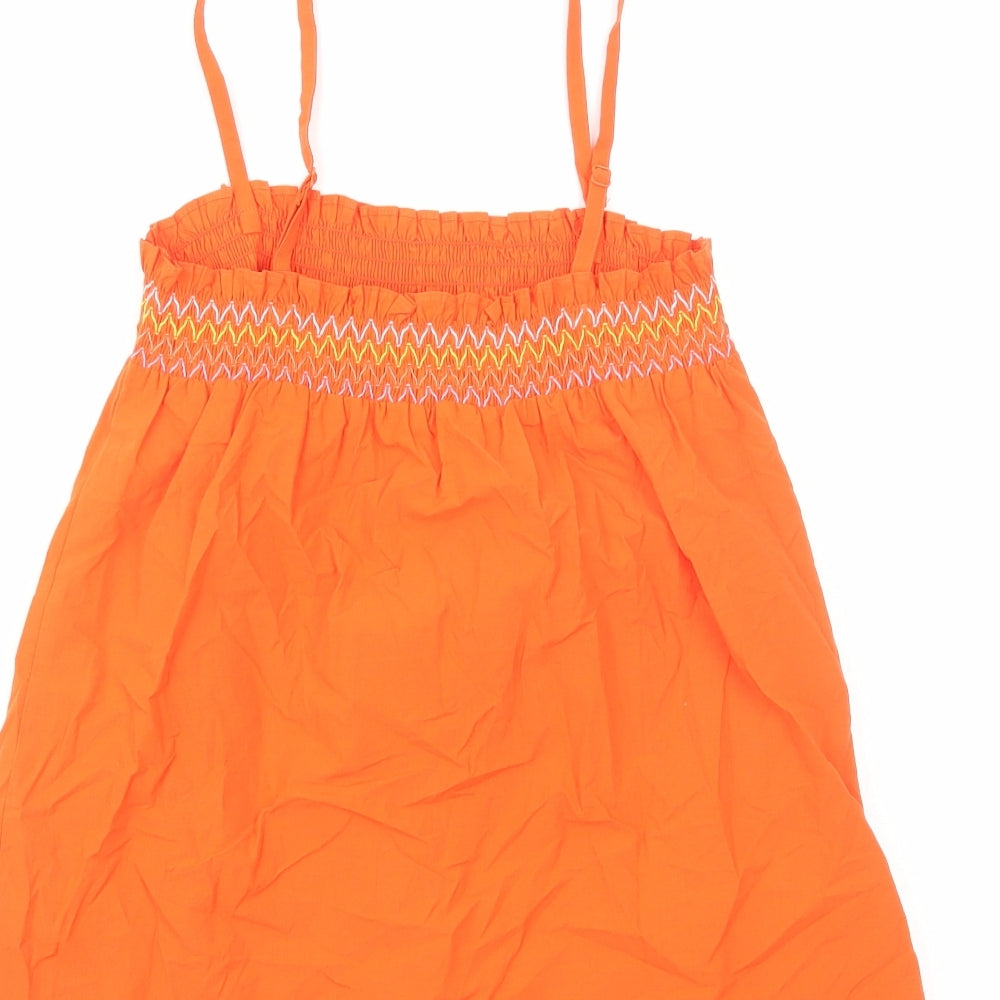Marks and Spencer Womens Orange Cotton Camisole Blouse Size 6 Square Neck