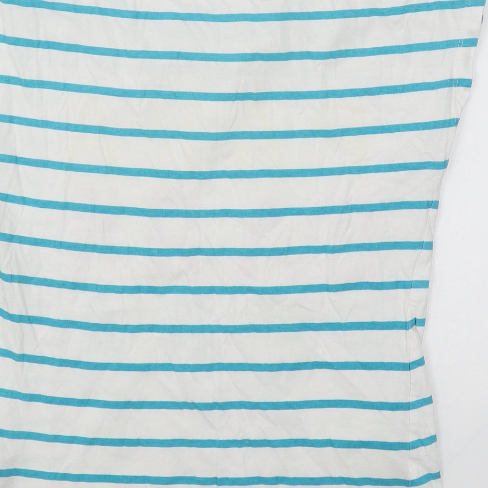 House Womens White Striped Cotton Basic T-Shirt Size XS Round Neck - Paradise