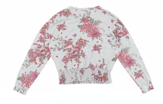 Marks and Spencer Womens Grey Floral Elastane Pullover Sweatshirt Size 12 Pullover