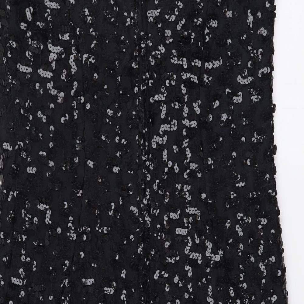 Opening Night Womens Black Polyester Tank Dress Size 8 Scoop Neck Zip