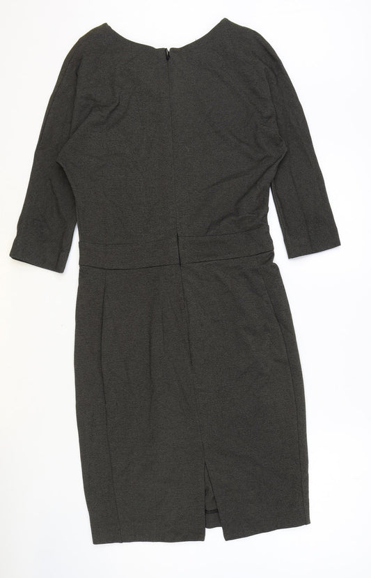Catherine Hammel Womens Grey Viscose Pencil Dress Size S Boat Neck Zip