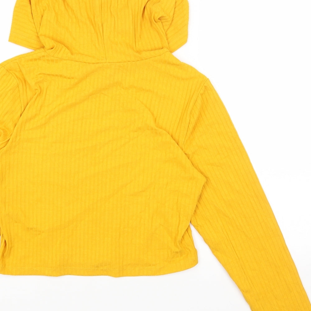 Noisy may Womens Yellow Cotton Pullover Hoodie Size L Pullover