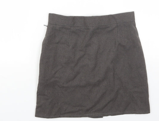 Preworn Womens Grey Polyester Mini Skirt Size 26 Zip