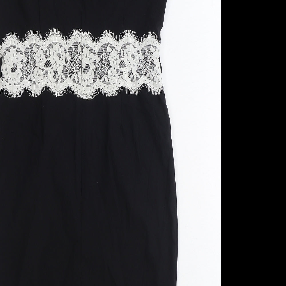 Paper Dolls Womens Black Viscose Pencil Dress Size 10 Off the Shoulder Zip - Lace Detail